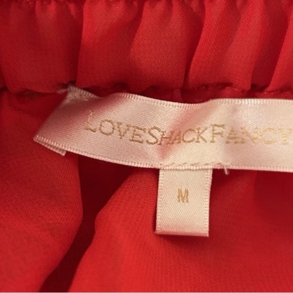 LoveShackFancy Corbett Mini Skirt Women's Size Medium Ruffle Tiered Red Floral - Picture 3 of 4